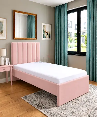 New Single bed pink upholstered bed frame kids bed with headboard - single size bed