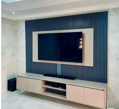 TV wall unit with panels and back sheet