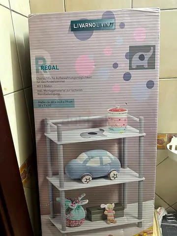 Livarno Living 3-Tier Small Shelf Unit - White/Grey, New in Box