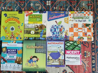 Lot of 9 School Mathematics Textbooks (Class 4–8) — NCERT and Others