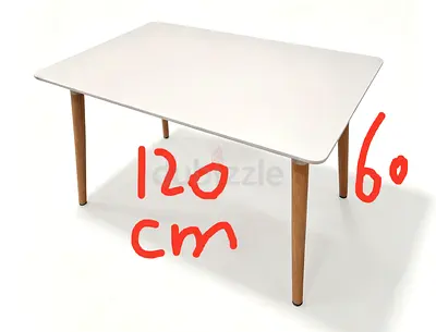 White MDF Dining Table 120×60cm | 100 AED | Self Pickup Abu Dhabi