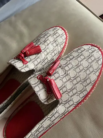CH Carolina Herrera Monogram Tassel Canvas Espadrilles - Red/Beige (Size EU 43)