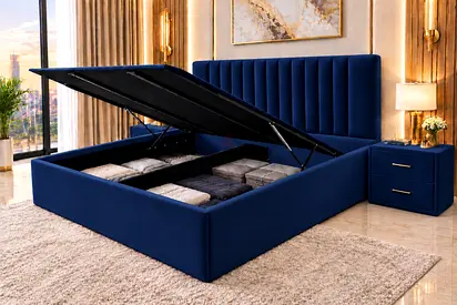 New King Size bed Ottoman hydraulic Storage Bed with Padded Headboard hydraulic bed- luxury king bed
