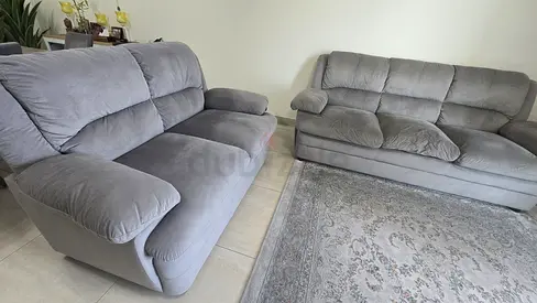 Gray 3-Seater and 2-Seater Upholstered Sofa Set - Good Condition ( FURJAN)