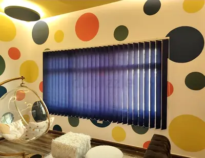 Dark Blue Vertical Blinds - Good Condition, Ready to Install