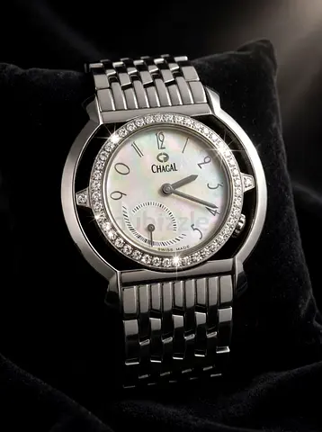 Chagal Ladies Stainless Steel Watch with Diamond Bezel