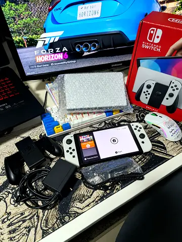 Nintendo Switch OLED White Joy-Con with Extras - Good Condition - Female owned