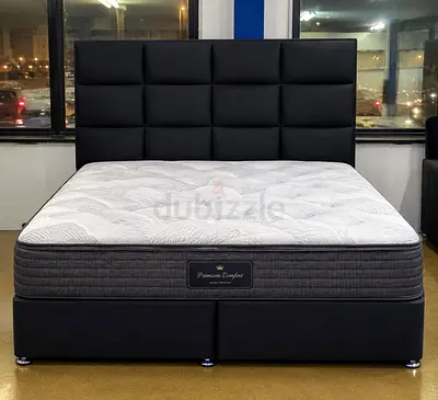 Luxury Bed Set with Premium Comfort Mattress & Black Headboard