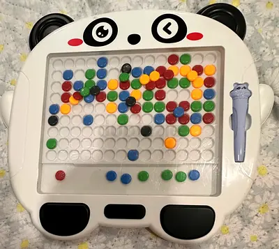 Panda peg mosaic MAGNETIC board toy with colorful pegs — LIKE NEW fine motor skills