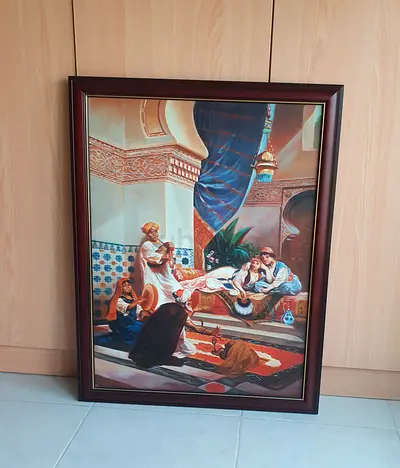 Framed Oriental-style Vintage Reproduction Painting - Good Condition