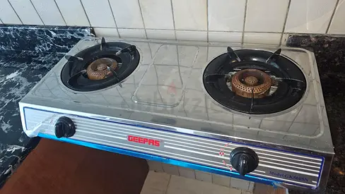 Used 2-Burner Portable Gas Stove — Stainless Top, Good Working Condition