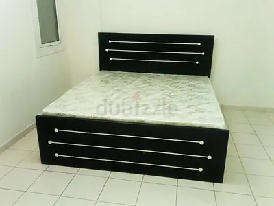 Double Bed Frame with Mattress - Dark Wood Finish