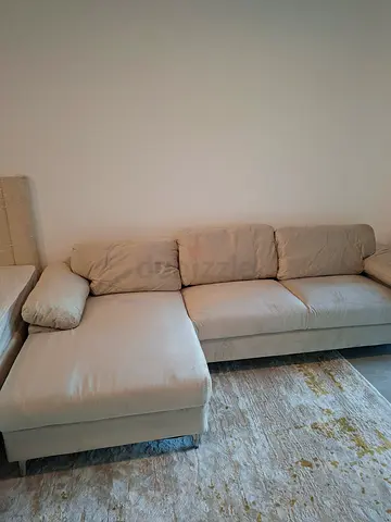 Light Beige L-Shaped Sofa,