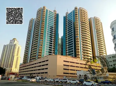 شقة واسعة جداً غرفتين وصالة للبيع | برج هورايزون | مساحة 1,988 قدم مربع | بلكونة وموقف سيارة | بالقرب من سيتي سنتر عجمان