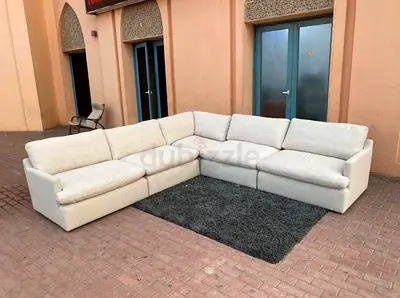 Feather filled Home Center Swin Corner Sofa Beige