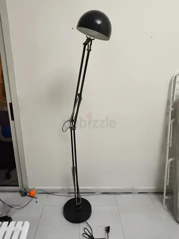 IKEA Adjustable Black Anglepoise Floor Lamp with Dome Shade