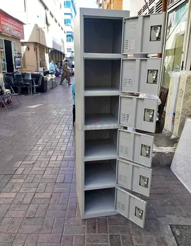 Used 6-Slot Metal Storage Locker Cabinet - Gray