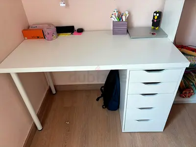 IKEA white desk with 4 drawers - good condition