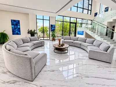 Elegant Curved Sofas – Set of 2 | Excellent Condition