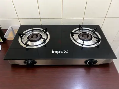 Impex 2-Burner Glass Top Gas Stove - Good Condition with Gas cylinder