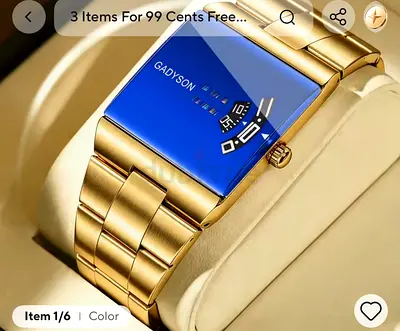 Gold-tone Gadyson Rectangular Dress Watch with Blue Dial