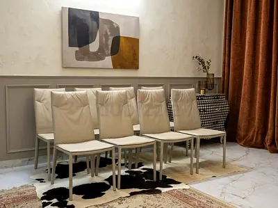 Cattelan Italia Set of 8 Cream Leather Dining Chairs — Modern, Good Condition