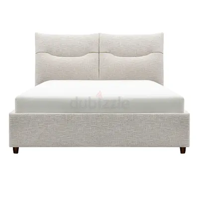 Natural fabric cushion headboard queen bed