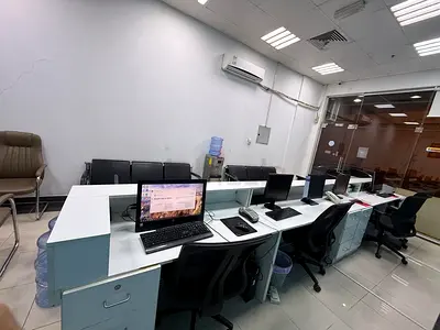 Office counters and supervisor table along with customer chairs for sale