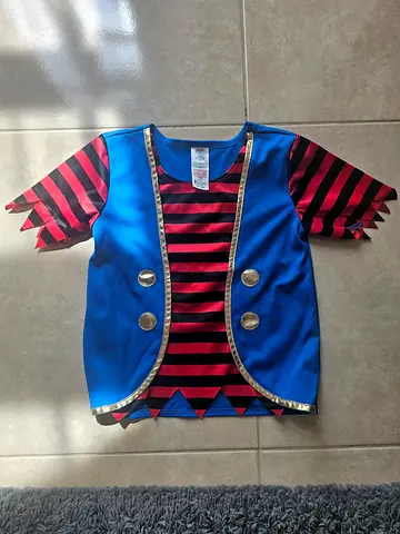 Children's pirate costume top - blue and red striped, size small
