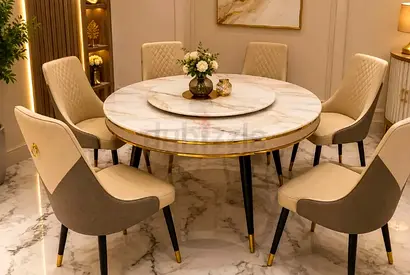 Premium Quality Top Mroble Diding table with 6 chair Available