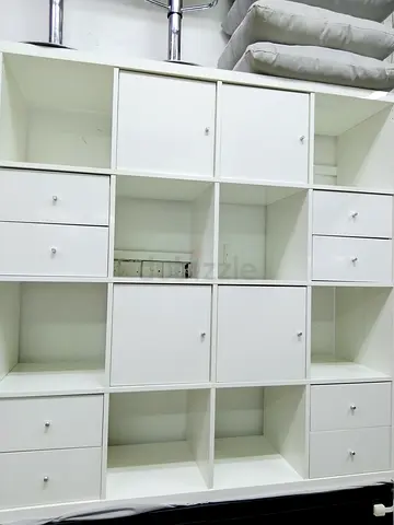 White 12-Cube Storage Shelf Unit with Doors and Drawers