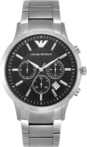 Emporio Armani Stainless Steel Men's Watch - Black Dial