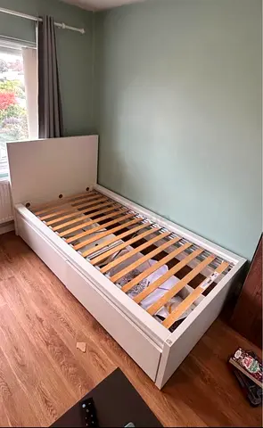 ikea malm single bed with mattress and storage drawers