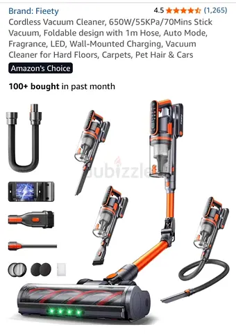 Fieety Cordless Stick Vacuum Cleaner — Lightweight 650W, Multiple Attachments