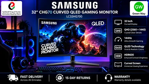 Samsung 32" CHG70 Curved QLED Gaming Monitor LC32HG700 - 144Hz, QHD