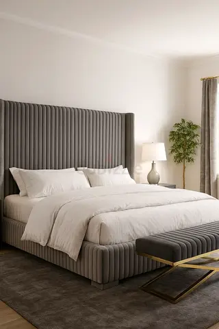 Elegant beautiful Gary color 200*200 super king size bed
