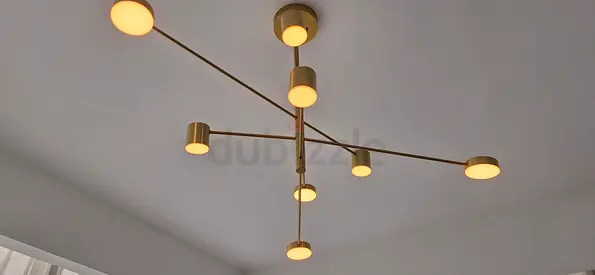 Modern Gold Multi-Arm Ceiling Light Chandelier - 6-Arm Minimalist Design