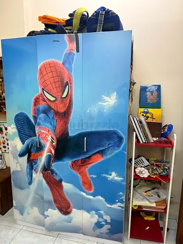 Children's Spiderman Wardrobe with side shelf - Good Condition