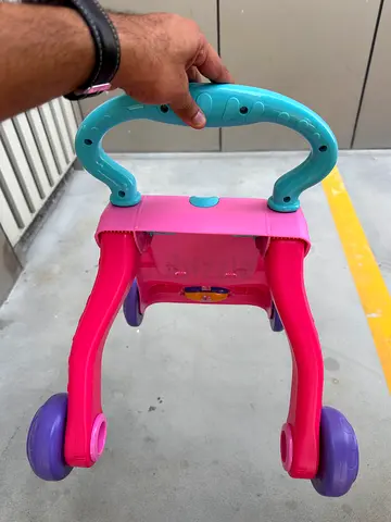 Kids ride-on push walker with handle - pink & purple, good condition