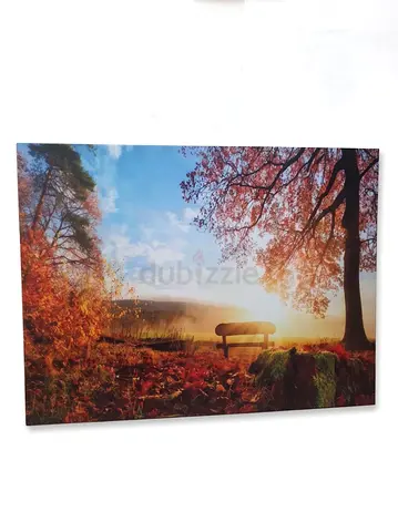 Autumn Park Bench Canvas Wall Art - 113x93cm