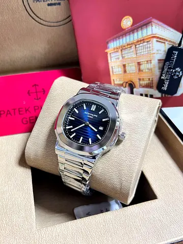 Patek Philippe Nautilus Style Stainless Steel Men's Watch - Blue Dial