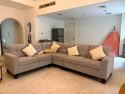 Light grey L-shaped sectional sofa - 5-seater, good condition 260x210