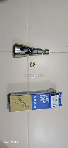Pull-down faucet spray head replacement with fittings - chrome finish
