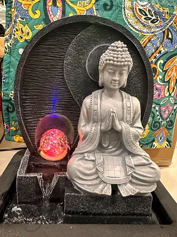 Tabletop Buddha Water Fountain with LED Light - Decorative Home Accent