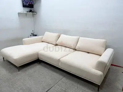 Beige color the loom collection lshape sofa