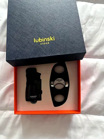 Lubinski Cigar Gift Set - Torch Lighter + Cutter - Brand New