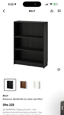 IKEA BILLY Bookcase 80x28x106 cm, Black Oak Effect