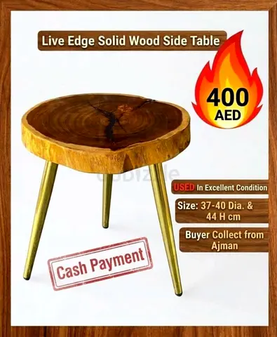 Live edge solid wood side table
