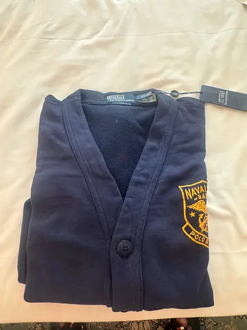Navy Polo Ralph Lauren Cardigan Sweatshirt - Size L, New with Tags