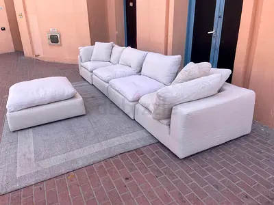 Comfortable Marina Home feather 🪶 filled Sofa Beige with footstool